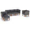 vidaXL 6 Piece Garden Lounge Set Poly Rattan and Eucalyptus Wood Grey