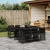 vidaXL 7 Piece Garden Dining Set with Cushions Black Poly Rattan