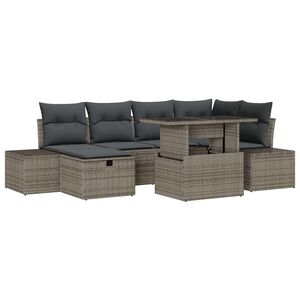 vidaXL Garden Sofa Set 7 pcs Grey Poly Rattan