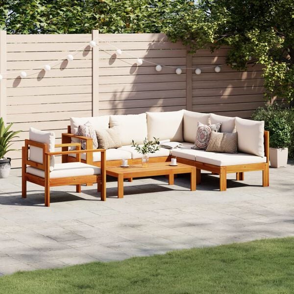 vidaXL 5 Piece Garden Sofa Set with Cushions Solid Wood Acacia