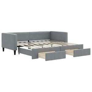 vidaXL Daybed with Trundle&Drawers without Mattress Light Grey 90x190 cm