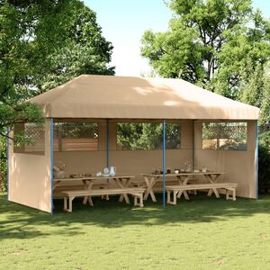 vidaXL Party Tent Beige with Blue Frame Oxford Fabric