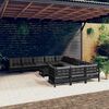 vidaXL 12 Piece Garden Lounge Set with Cushions Black Pinewood