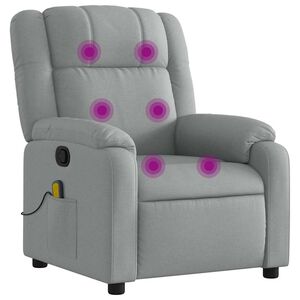 vidaXL Massage Recliner Chair Light Grey Fabric