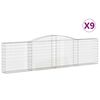 vidaXL Arched Gabion Baskets 9 pcs 400x30x100/120 cm Galvanised Iron