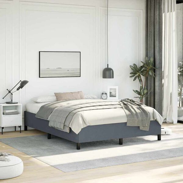vidaXL Bed Frame without Mattress Dark Grey 137x187 cm Double Velvet