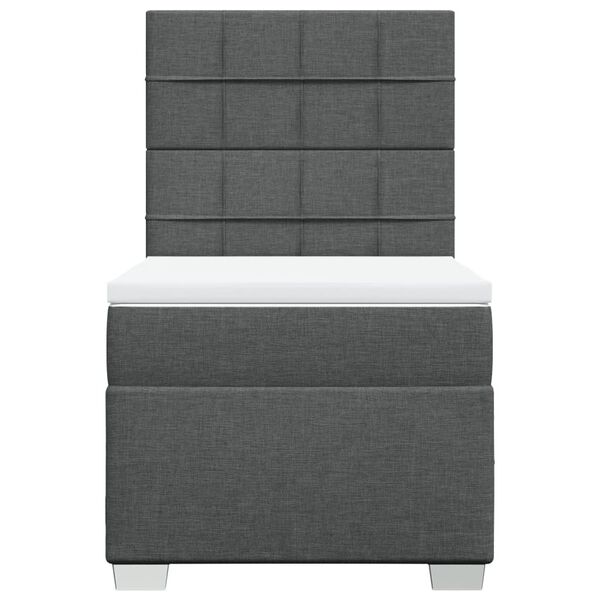 vidaXL Box Spring Bed with Mattress Dark Grey King Single Fabric