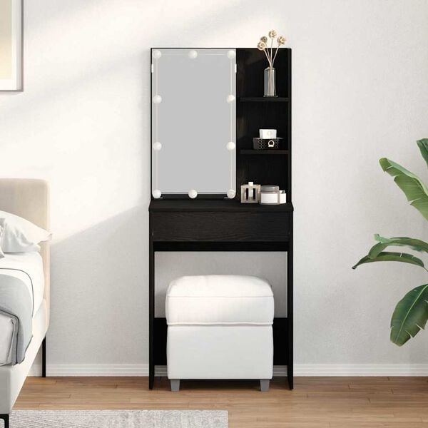vidaXL Dressing Table Black Oak 60 x 40 x 140 cm Engineered Wood