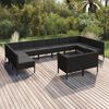 vidaXL 12 Piece Garden Lounge Set with Cushions Poly Rattan Black