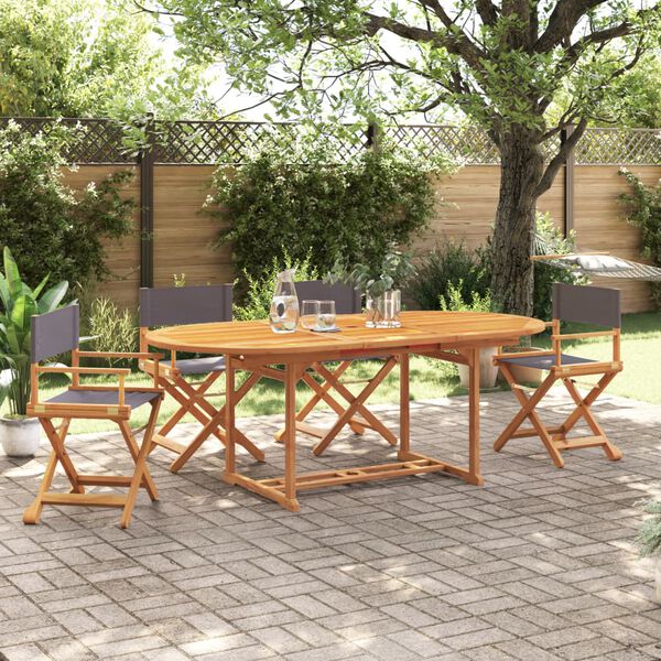 vidaXL 4 Piece Folding Garden Chairs Dark Grey Fabric