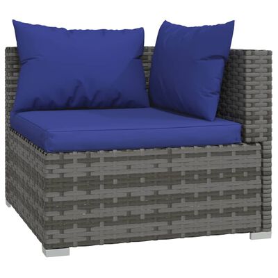 vidaXL 14 Piece Garden Lounge Set with Cushions Grey Poly Rattan