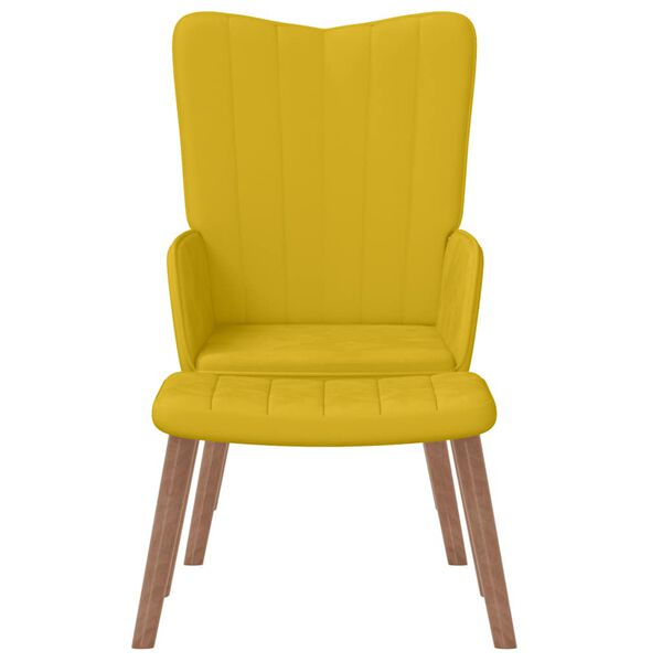 vidaXL Relaxing Chair with a Stool Mustard Yellow Velvet