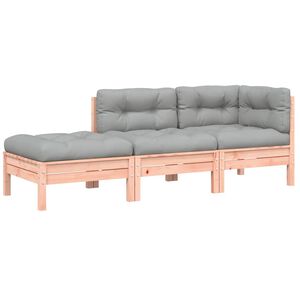 vidaXL Garden Sofa with Cushions and Footstool 3-Seater
