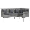 vidaXL 5 Piece L-shaped Couch Sofa Set with Cushions Poly Rattan Grey