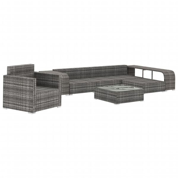 vidaXL 8 Piece Garden Lounge Set with Cushions Poly Rattan Grey