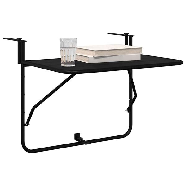 vidaXL Hanging Balcony Table Black 60 x 39 x 65 cm Steel
