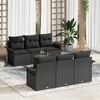 vidaXL Garden Sofa Set with Cushion 7 pcs Black Poly Rattan