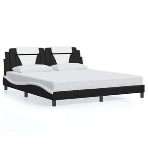 vidaXL Bed Frame "Viana" without Mattress Black and White 180x200 cm King Faux Leather