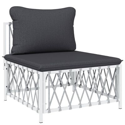 vidaXL 11 Piece Garden Lounge Set with Cushions White Steel
