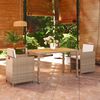 vidaXL 3 Piece Garden Dining Set with Cushions Poly Rattan Beige