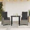 vidaXL 7 Piece Garden Dining Set with Cushions Grey Poly Rattan