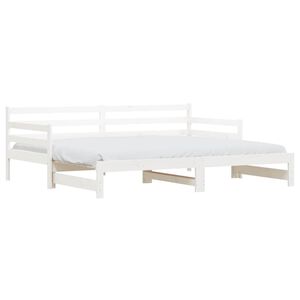 vidaXL Daybed with Trundle without Mattress White 90x190 cm Single Solid Wood