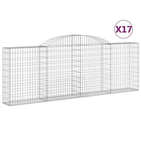 vidaXL Arched Gabion Baskets 17 pcs 300x30x100/120 cm Galvanised Iron