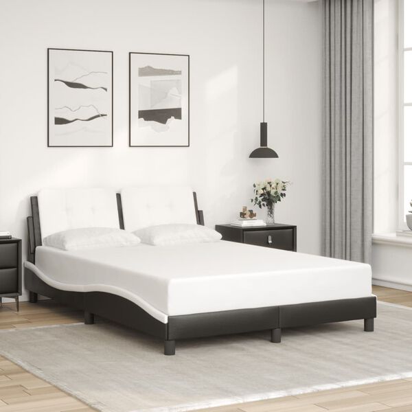 vidaXL Bed Frame with LED without Mattress "Zadar" Black and White 137x190 cm