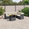 vidaXL 7 Piece Garden Sofa Set with Cushions Black Poly Rattan