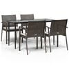 vidaXL 5 Piece Garden Dining Set with Cushions Poly Rattan and Steel