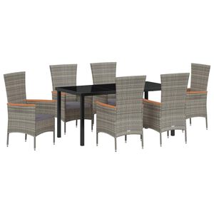 vidaXL Garden Dining Set with Cushion 7 pcs Grey Powder-Coated Steel