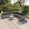 vidaXL 11 Piece Garden Lounge Set with Cushions Poly Rattan Grey