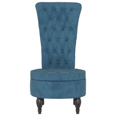 vidaXL High Back Chair Blue Velvet Button Design