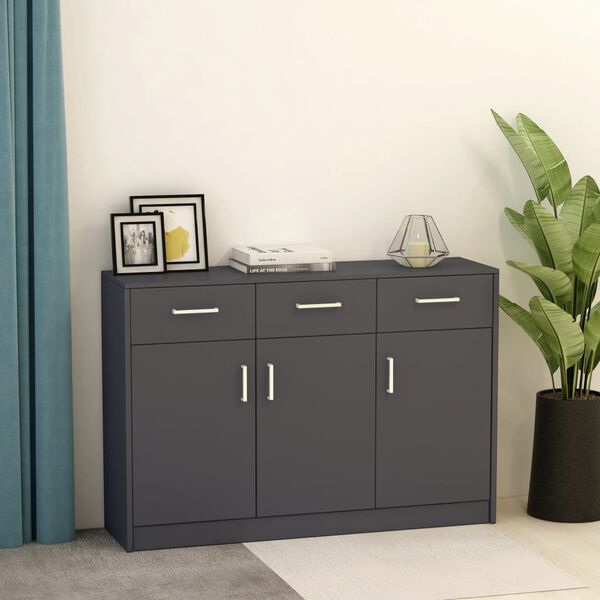 vidaXL Sideboard Grey 110x30x75 cm Engineered Wood