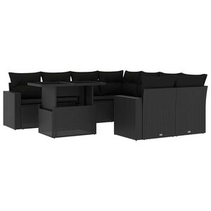 vidaXL 9 Piece Garden Sofa Set with Cushions Black Poly Rattan