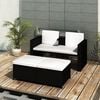 vidaXL 4 Piece Garden Lounge Set with Cushions Poly Rattan Black