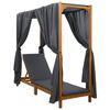 vidaXL Single Sun Lounger with Canopy and Curtains Solid Acacia Wood