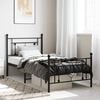 vidaXL Metal Bed Frame without Mattress with Footboard Black 90x190cm