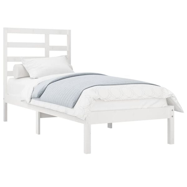 vidaXL Bed Frame without Mattress White Solid Wood 90x190 cm Single Single