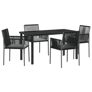 vidaXL Garden Dining Set 5 pcs Black PE Rattan