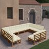 vidaXL 11 Piece Garden Lounge Set&Cushions Honey Brown Solid Pinewood