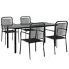 vidaXL 5 Piece Garden Dining Set Black Cotton Rope and Steel