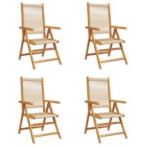 vidaXL Reclining Folding Chairs 4 pcs Beige Solid Wood Acacia