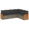 vidaXL 6 Piece Garden Sofa Set with Cushions Grey Poly Rattan