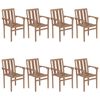vidaXL Stackable Garden Chairs with Cushions 8 pcs Solid Teak Wood