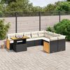vidaXL 10 Piece Garden Sofa Set with Cushions Black Poly Rattan