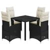 vidaXL 5 Piece Garden Bistro Set with Cushions Black Poly Rattan