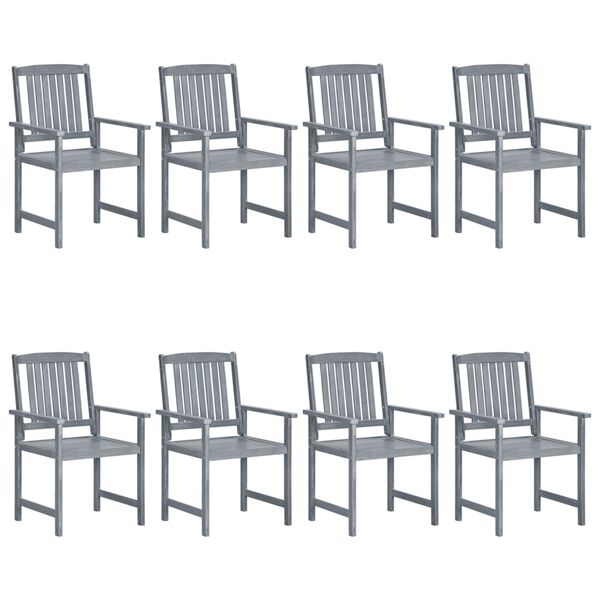 vidaXL Garden Chairs with Cushions 8 pcs Solid Acacia Wood Grey