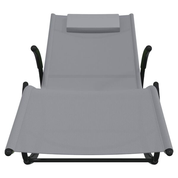 vidaXL Rocking Sun Loungers 2 pcs Grey Steel and Textilene