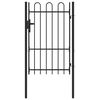 vidaXL Fence Gate Single Door with Arched Top Steel 1x1.5 m Black